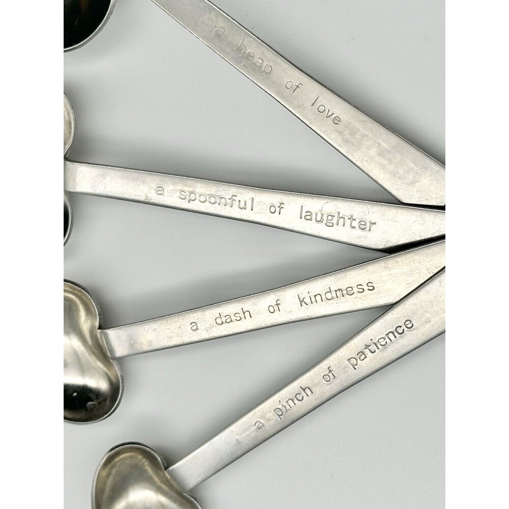4pc Kate Aspen Heart Shaped Love Stainless Steel Measuring Spoons - Picture 2 of 3